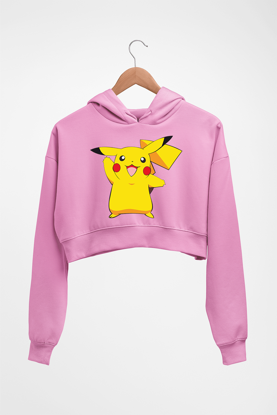 Pikachu Crop HOODIE FOR WOMEN-Light Baby Pink-Ektarfa.online