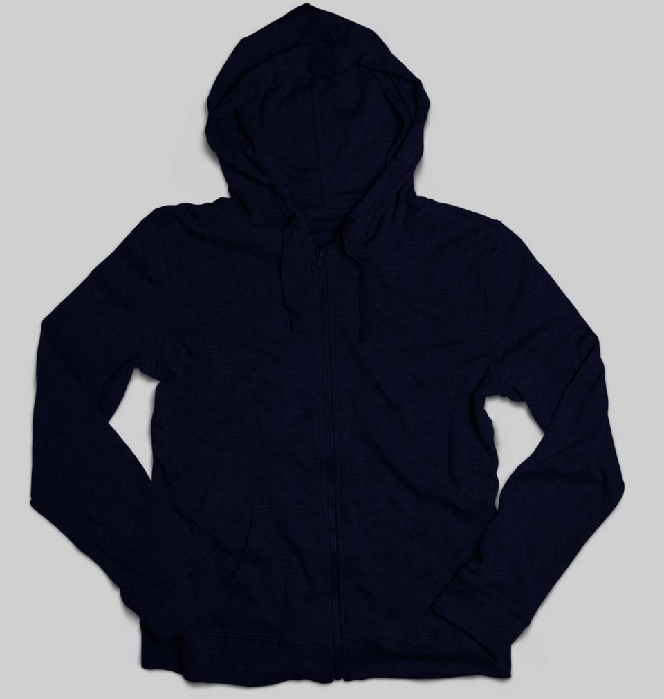 Plain Navy Blue UNISEX ZIPPER HOODIE FOR MEN/WOMEN-ektarfa.com