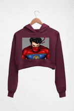 Load image into Gallery viewer, Minnal Murali Crop HOODIE FOR WOMEN-Maroon-Ektarfa.online
