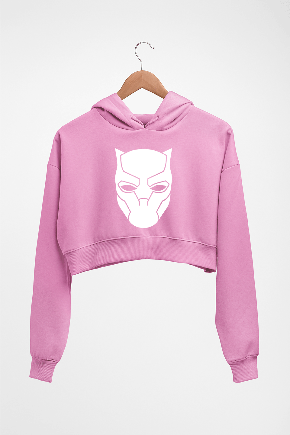 Black Panther Superhero Crop HOODIE FOR WOMEN-Light Baby Pink-Ektarfa.online