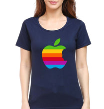 Load image into Gallery viewer, Steve Jobs Apple T-Shirt for Women-Navy Blue-Ektarfa.online
