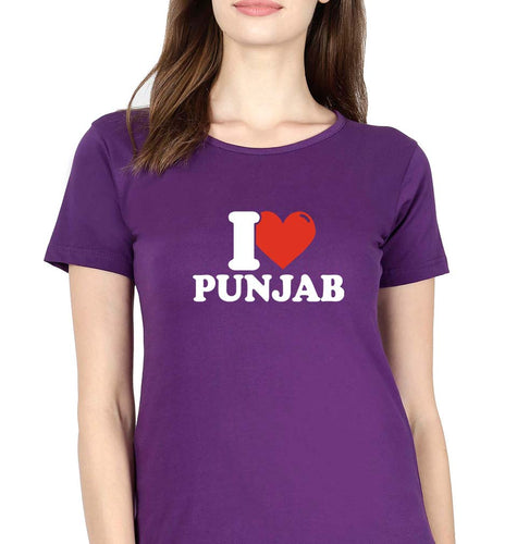 I Love Punjab T-Shirt for Women-Purple-Ektarfa.online