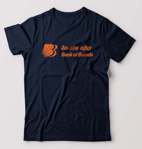 Bank of Baroda T-Shirt for Men-S(38 Inches)-Navy Blue-Ektarfa.online