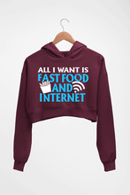 Load image into Gallery viewer, Fast Food and Internet Funny Crop HOODIE FOR WOMEN-Maroon-Ektarfa.online
