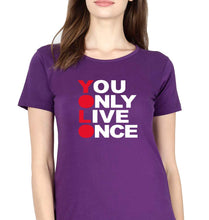 Load image into Gallery viewer, You Live Only Once(YOLO) T-Shirt for Women-Purple-Ektarfa.online
