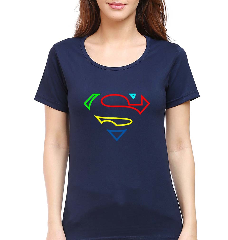 Superman Superhero T-Shirt for Women-Navy Blue-Ektarfa.online