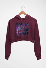 Load image into Gallery viewer, Young Wild Free Crop HOODIE FOR WOMEN-Maroon-Ektarfa.online
