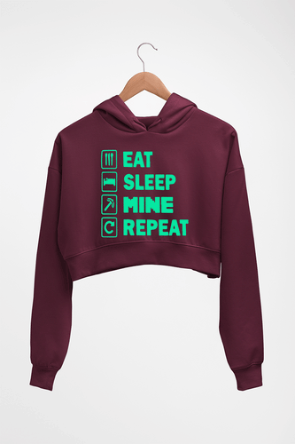 Minecraft Crop HOODIE FOR WOMEN-Maroon-Ektarfa.online