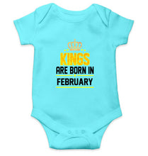 Load image into Gallery viewer, Kings Are Born In February Kids Romper For Baby Boy/Girl-0-5 Months(18 Inches)-Sky Blue-Ektarfa.online
