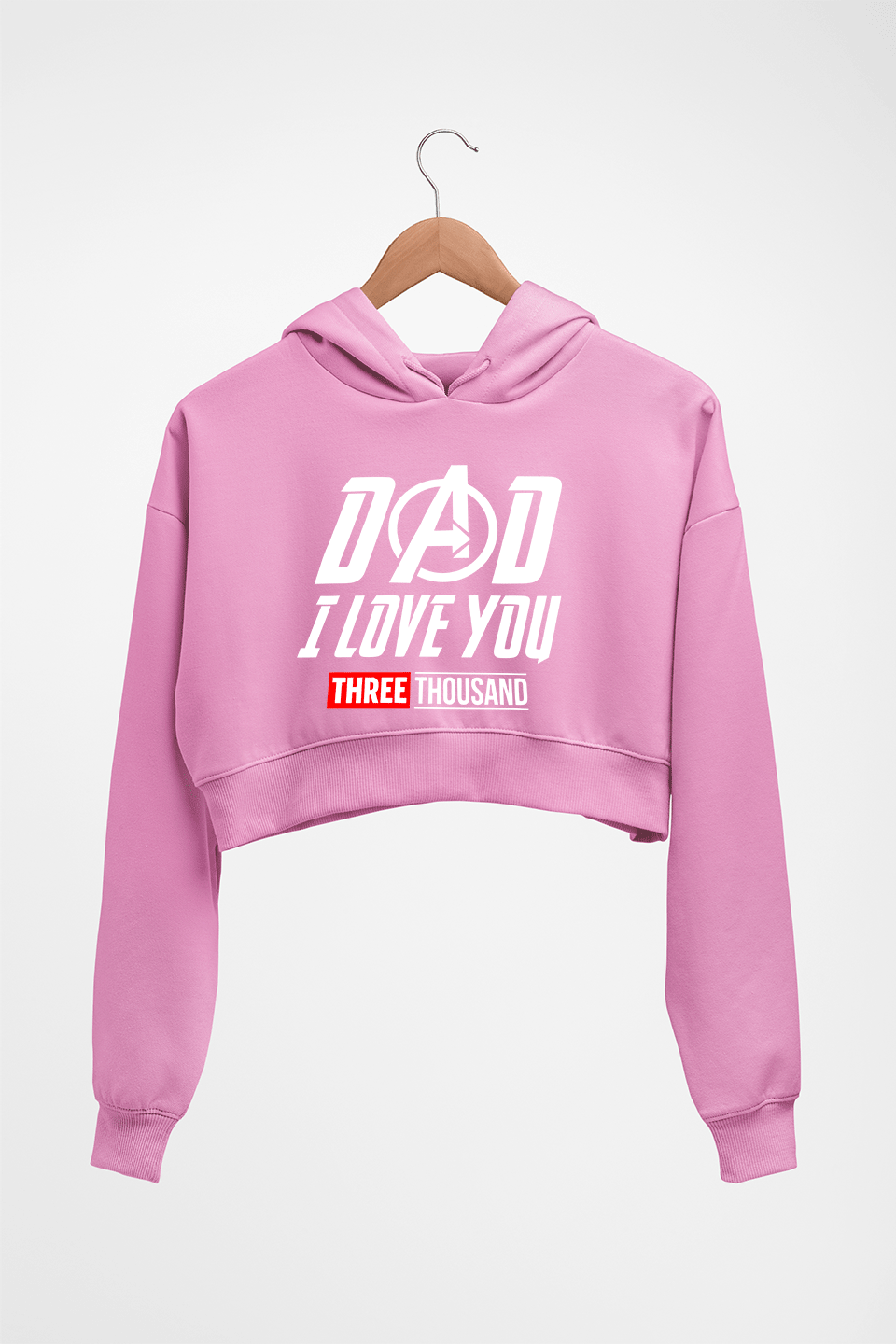 Dad I Love You 3000 Crop HOODIE FOR WOMEN-Light Baby Pink-Ektarfa.online