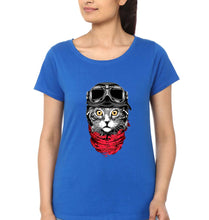 Load image into Gallery viewer, Cat T-Shirt for Women-Royal Blue-Ektarfa.online
