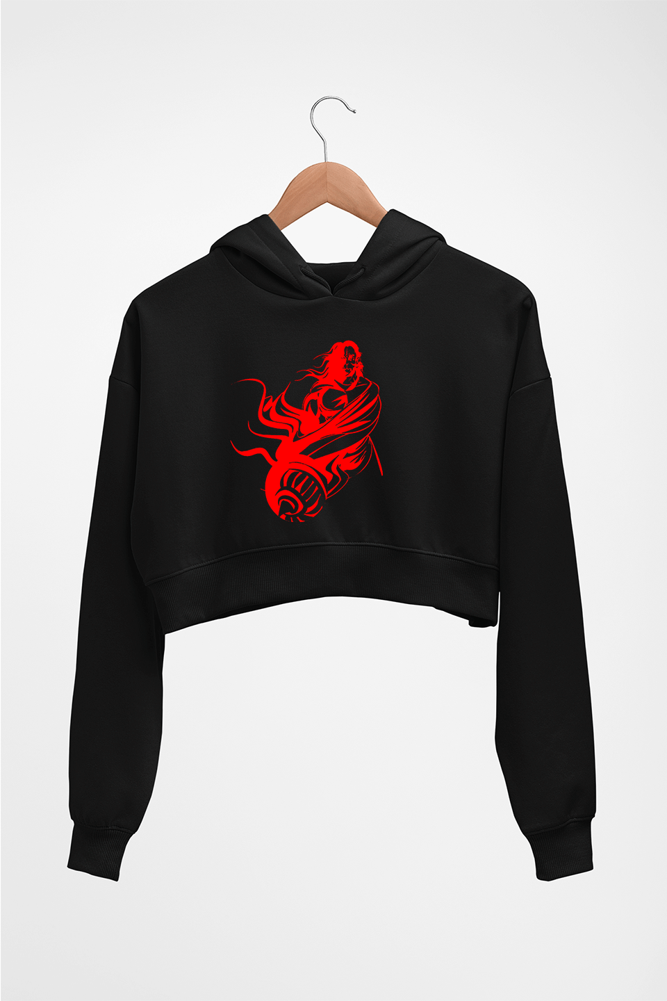 Hanuman Ji (God) Crop HOODIE FOR WOMEN-Black-Ektarfa.online