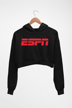 Load image into Gallery viewer, ESPN Crop HOODIE FOR WOMEN-Black-Ektarfa.online
