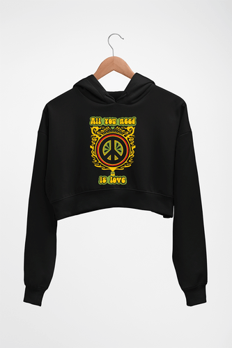Psychedelic Love Crop HOODIE FOR WOMEN-Black-Ektarfa.online