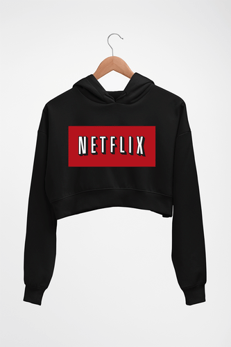 Netflix Crop HOODIE FOR WOMEN-Black-Ektarfa.online