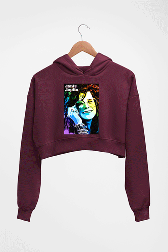 Janis Joplin Crop HOODIE FOR WOMEN-Maroon-Ektarfa.online