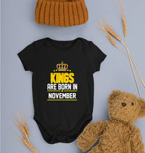 Load image into Gallery viewer, Kings Are Born In November Kids Romper For Baby Boy/Girl-0-5 Months(18 Inches)-Black-Ektarfa.online
