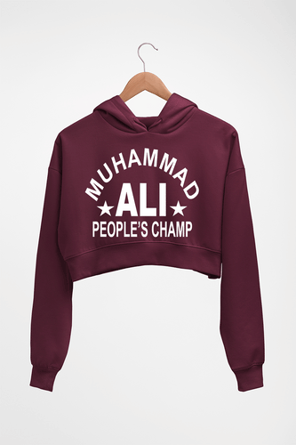 Muhammad Ali Crop HOODIE FOR WOMEN-Maroon-Ektarfa.online