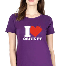 Load image into Gallery viewer, I Love Cricket T-Shirt for Women-Purple-Ektarfa.online
