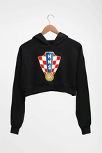 Load image into Gallery viewer, Croatia Football Crop HOODIE FOR WOMEN-Black-Ektarfa.online
