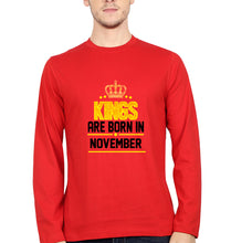 Load image into Gallery viewer, Kings Are Born In November Full Sleeves T-Shirt for Men-Red-Ektarfa.online

