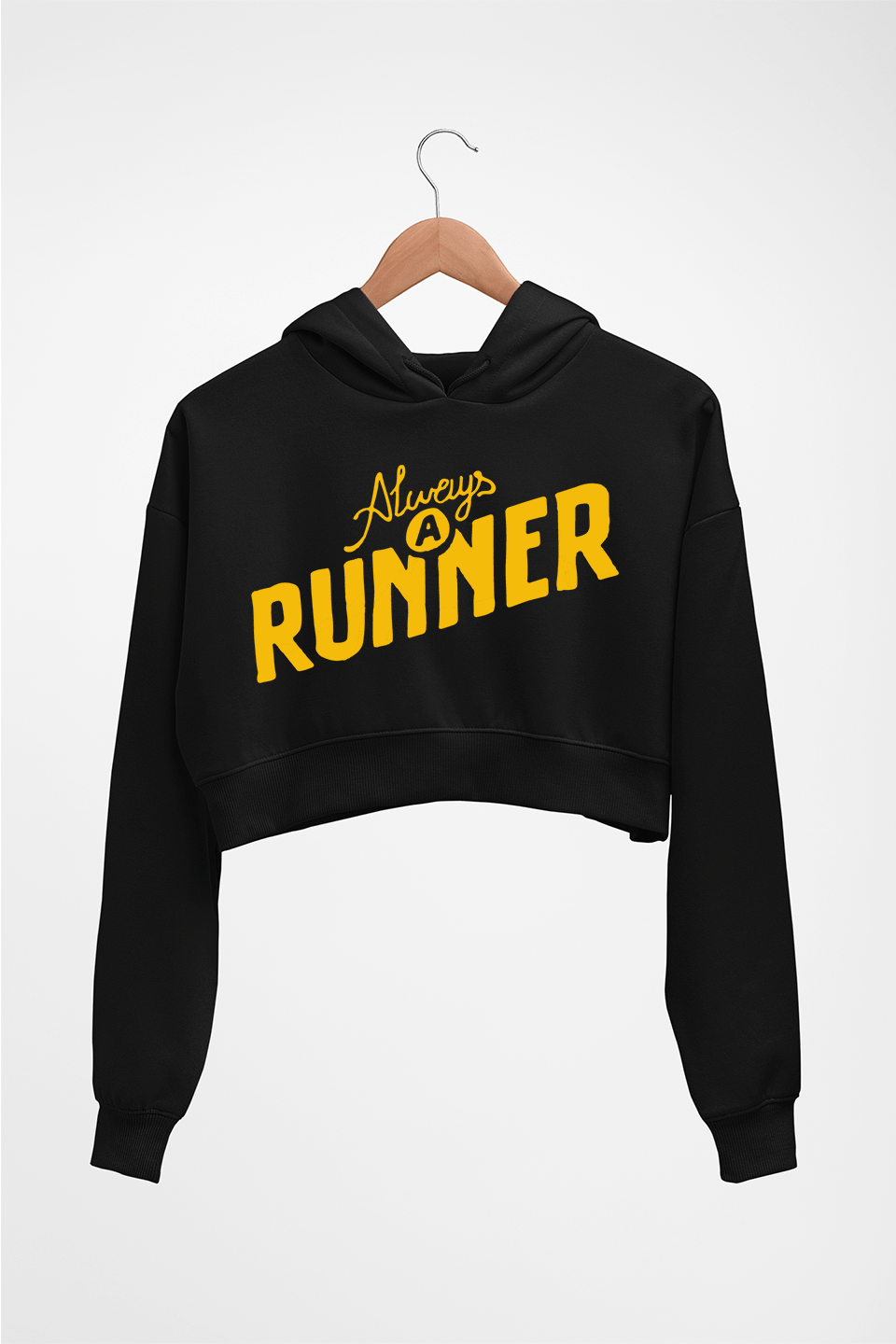 Runner Running Crop HOODIE FOR WOMEN-Black-Ektarfa.online