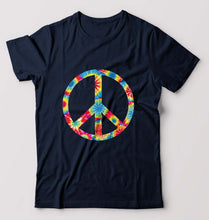 Load image into Gallery viewer, Trippy Psychedelic Peace T-Shirt for Men-Navy Blue-Ektarfa.online

