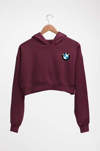 BMW Crop HOODIE FOR WOMEN-Maroon-Ektarfa.online