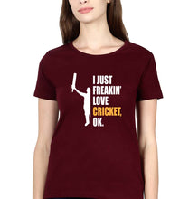 Load image into Gallery viewer, Love Cricket T-Shirt for Women-Maroon-Ektarfa.online
