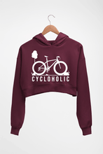 Load image into Gallery viewer, Cycloholic Crop HOODIE FOR WOMEN-Maroon-Ektarfa.online
