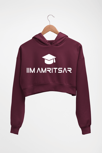 IIM Amritsar Crop HOODIE FOR WOMEN-Maroon-Ektarfa.online