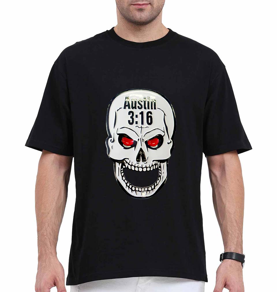 Stone Cold Steve Austin (WWE) Oversized T-Shirt for Men-Black-Ektarfa.online