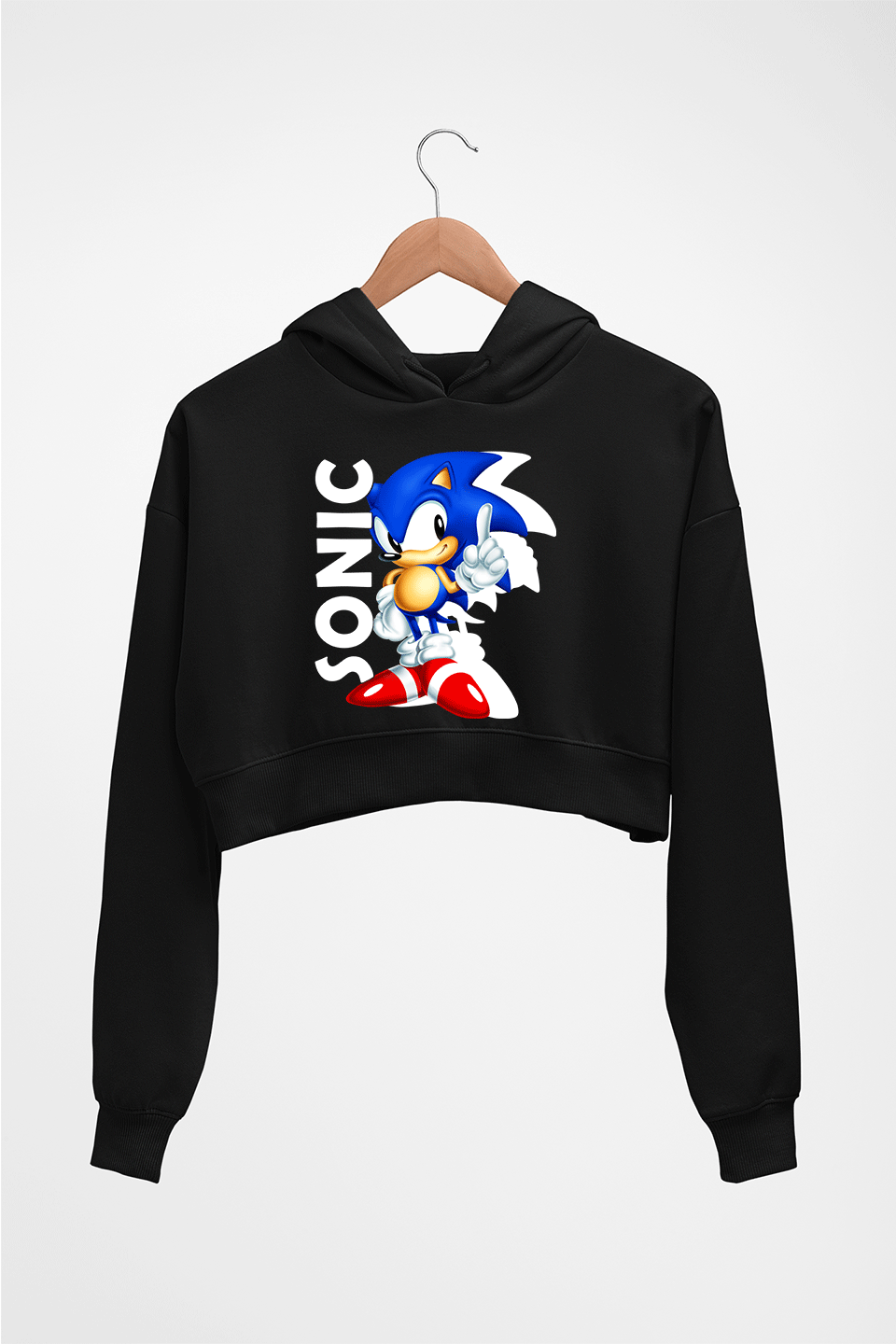 Sonic Crop HOODIE FOR WOMEN-Black-Ektarfa.online