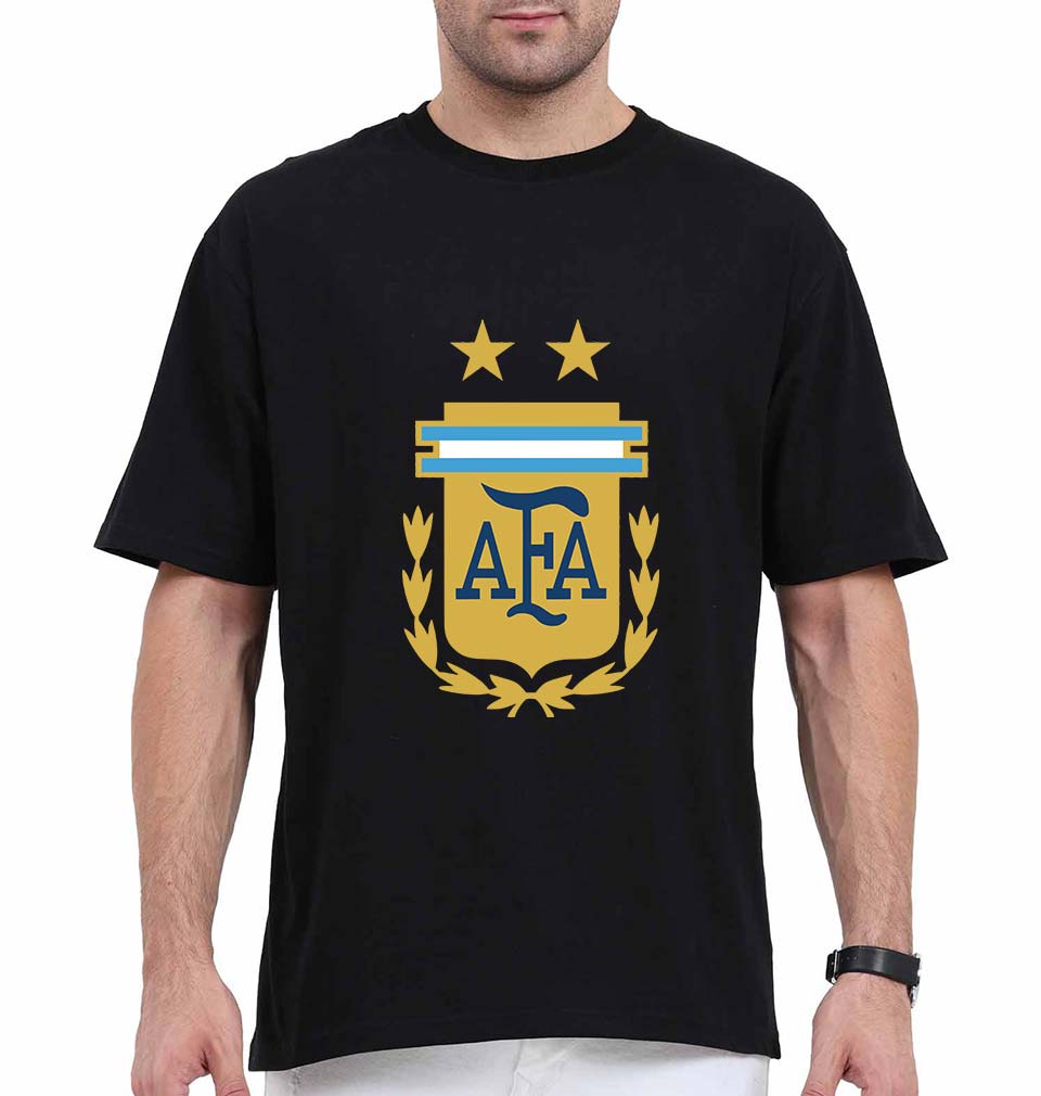 Argentina Football Oversized T-Shirt for Men-Black-Ektarfa.online