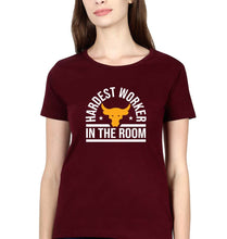 Load image into Gallery viewer, Hardest Worker In the Room Gym T-Shirt for Women-Maroon-Ektarfa.online
