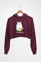 Load image into Gallery viewer, Cat Unicorn Crop HOODIE FOR WOMEN-Maroon-Ektarfa.online
