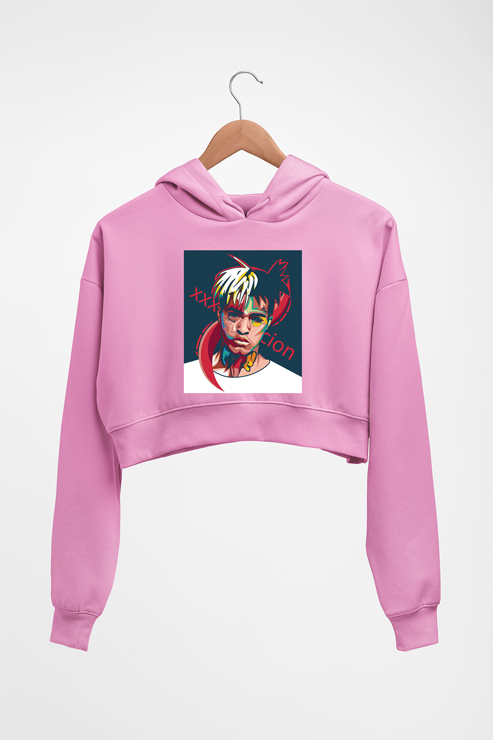 XXXtentacion Crop HOODIE FOR WOMEN-Light Baby Pink-Ektarfa.online