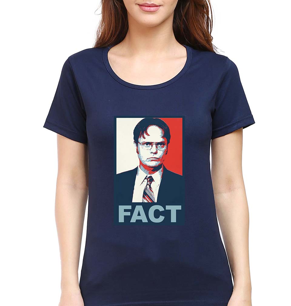 Dwight Schrute Fact T-Shirt for Women-Navy Blue-Ektarfa.online