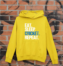 Load image into Gallery viewer, CRICKET Eat Sleep Cricket Repeat Unisex Hoodie for Men/Women-S(40 Inches)-Mustard Yellow-Ektarfa.online
