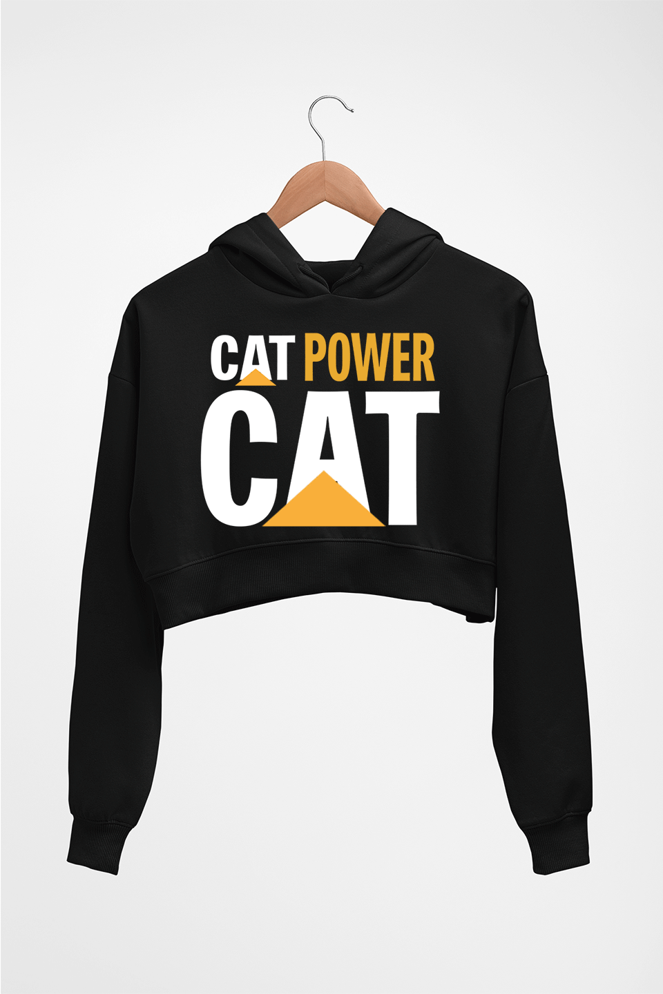 Cat Power Crop HOODIE FOR WOMEN-Black-Ektarfa.online