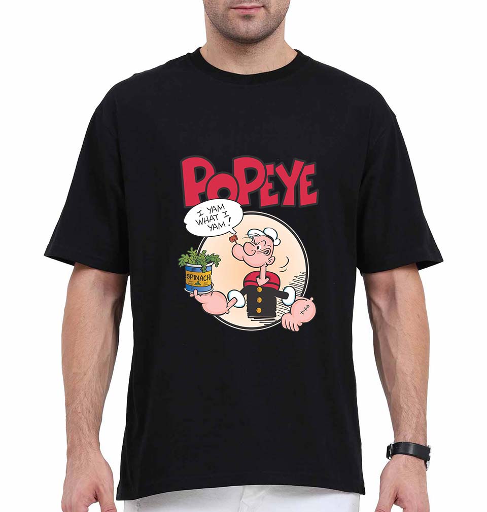 Popeye Oversized T-Shirt for Men-Black-Ektarfa.online
