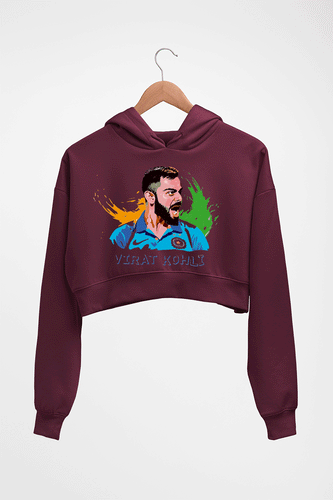 Virat Kohli Crop HOODIE FOR WOMEN-Maroon-Ektarfa.online