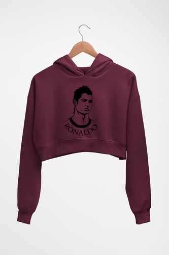 Cristiano Ronaldo CR7 Crop HOODIE FOR WOMEN-Maroon-Ektarfa.online