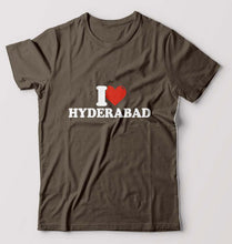 Load image into Gallery viewer, I Love Hyderabad T-Shirt for Men-S(38 Inches)-Olive Green-Ektarfa.online
