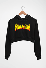 Load image into Gallery viewer, Thrasher Crop HOODIE FOR WOMEN-Black-Ektarfa.online
