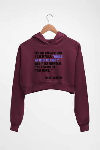 Dwight Schrute Crop HOODIE FOR WOMEN-Maroon-Ektarfa.online