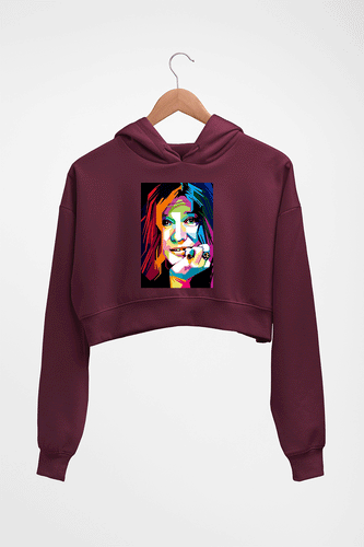 Janis Joplin Crop HOODIE FOR WOMEN-Maroon-Ektarfa.online