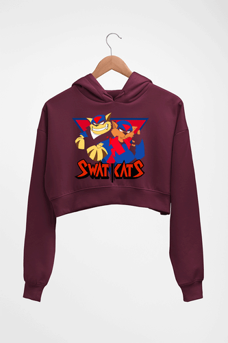 Swat Kats Crop HOODIE FOR WOMEN-Maroon-Ektarfa.online