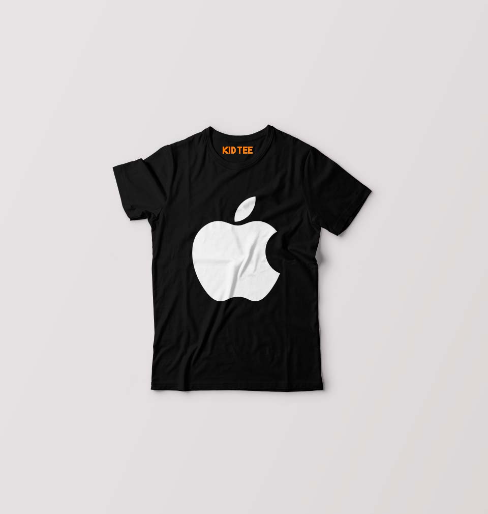 Apple Kids T-Shirt for Boy/Girl-Black-Ektarfa.online