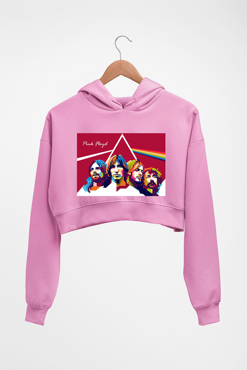 Pink Floyd Crop HOODIE FOR WOMEN-Light Baby Pink-Ektarfa.online